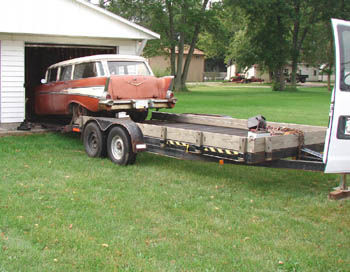 1957 Chevrolet 210 wagon winching out of 30 plus years of storage